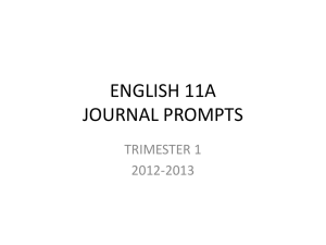 ENGLISH 11A JOURNAL PROMPTS