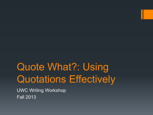 Integrating Quotations - The University of West Georgia
