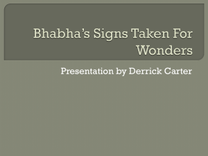 Bhabha`s Signs Taken For Wonders