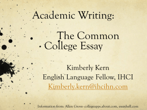 Academic Writing: The College Essay