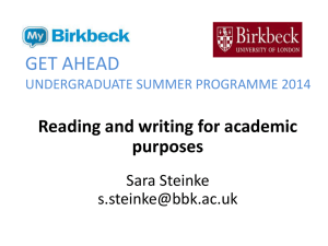 Reading and writing for academic purposes