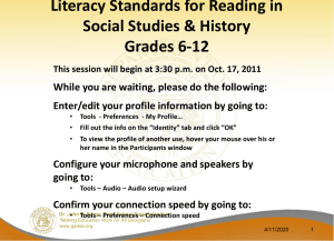 Literacy Standards for Reading in Social Studies & History Grades 6