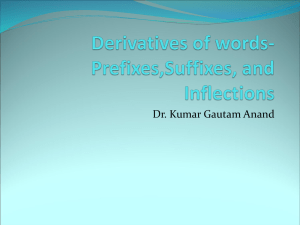 Derivatives of words-Prefixes,Suffixes, and Inflections