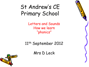 Phonics Booklet for Parents - St Andrew`s CE Primary School, Hull