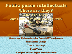 Public Peace Intellectuals: Where are they?