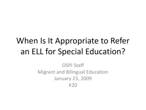 When Is It Appropriate to Refer an ELL for Special Education?