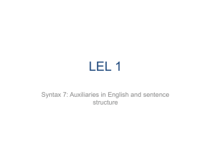 LEL 1 Syntax 7 slides - Linguistics and English Language