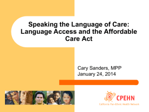 Language Access and the Affordable Care Act
