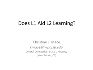 Does the Use of L1 Aid Lower Level L2 English Learners