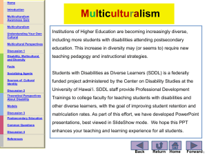 Multiculturalism - Students with Disabilities as Diverse Learners