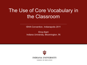 ISHA 2011 core vocabulary in the classroom