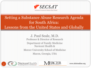Seale Substance abuse agenda for South Africa