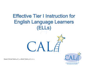 Effective Tier I Instruction for English Language Learners (ELLs)