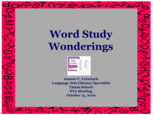Word Study Wonderings - Haddonfield Public Schools