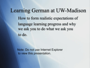 PowerPoint Presentation - Learning German at UW