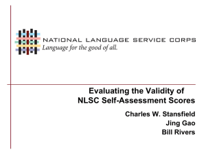 Evaluating the Validity of NLSC Self-Assessment Scores
