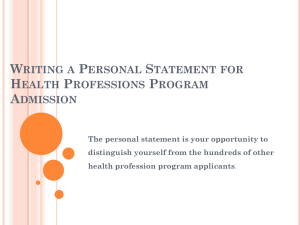 Writing a Personal Statement for Health Professions Program