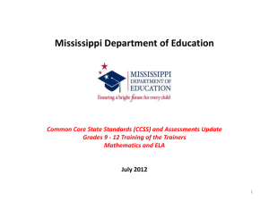 MDE Implementation and PARCC Update
