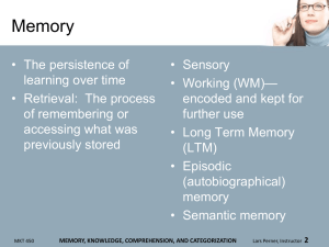 memory, knowledge, comprehension, and categorization