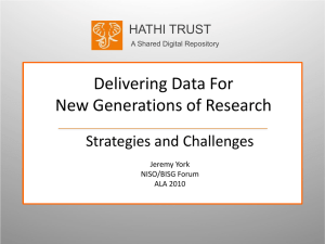 Delivering Data for New Generations of Research