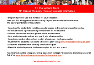 powerpoint slides presenting the business plan
