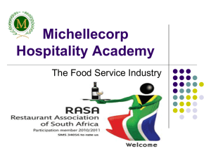 HOSPITALITY TRAINING - Restaurant Association of South Africa