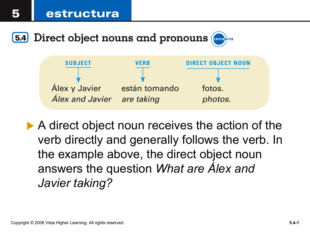 Choose The Correct Direct Object Pronoun For Each