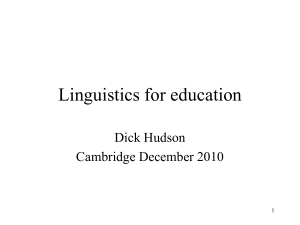 Linguistics for education - UCL Division of Psychology and
