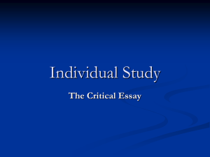 The Critical Essay presentation