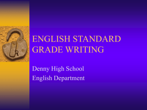 ENGLISH STANDARD GRADE WRITING