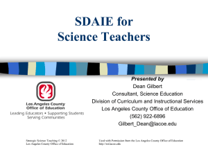 SDAIE for Science Teachers - Introduction to Strategic Science