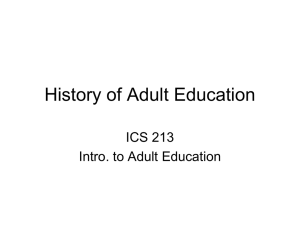 History of Adult Education - Adult Education Portfolio