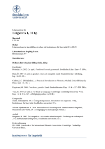 LIN130 Litteraturlista VT15 - Institutionen för lingvistik