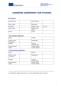 LEARNING AGREEMENT FOR STUDIES