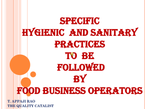 general hygienic and sanitary practices to be followed