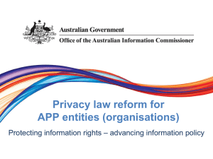 Privacy law reform for APP entities (organisations)