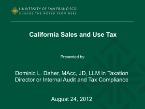 Sales and Use Tax Presentation