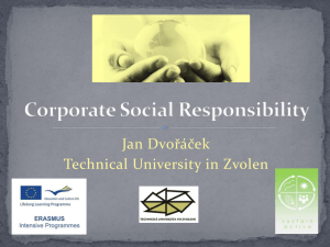Jan Dvořáček, Corporate Social Responsibility