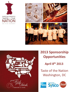 2011 Sponsorship Opportunities Taste of the Nation