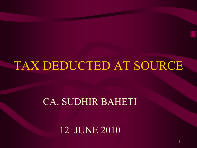 Meaning Of Tax Deduction At Source
