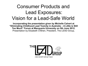 Consumer Products and Lead Exposures