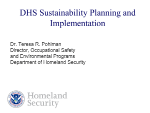 DHS Sustainability Planning and Implementation Dr. Teresa R