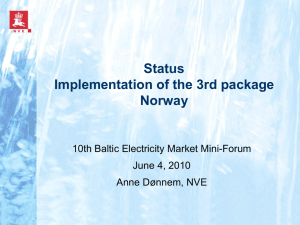 Status Implementation of the 3rd Package in Norway