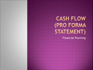 Topic 7a Cash Flow Pro Forma Statement