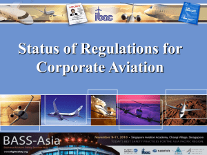 Status of Regulations for Corporate Aviation