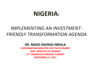 Nigeria`s Economic and Investment Agenda