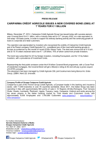 cariparma crédit agricole issues a new covered bond (obg) at xxx