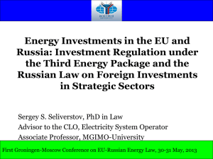 Energy Investments in the EU and Russia: Investment Regulation