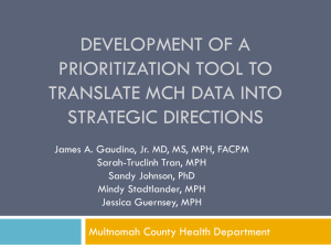 Development of a Prioritization Tool to Translate Maternal, Infant