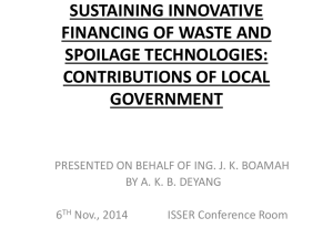 sustaining innovative financing of waste and spoilage technologies